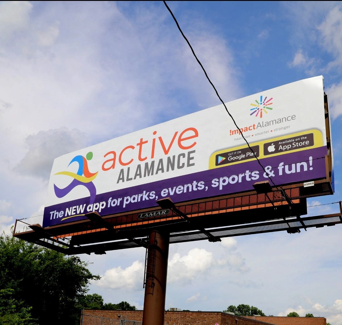 Active Alamance billboard - parks and recreation app for Alamance County