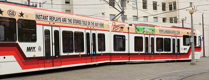 Portland Beavers MAX train wrap in Portland