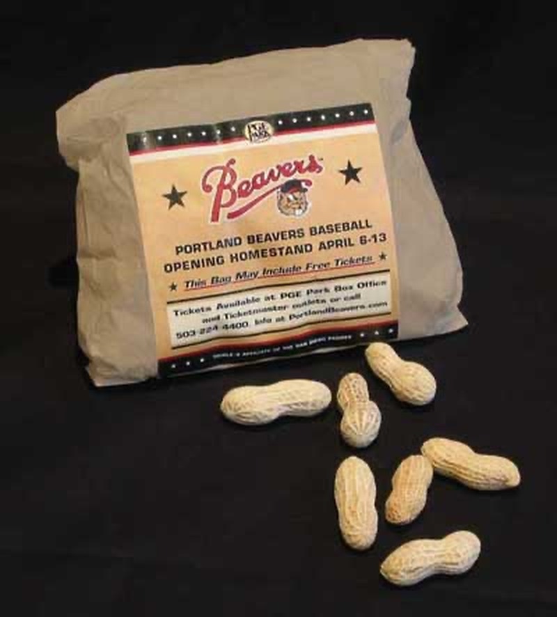 Portland Beavers guerrilla marketing — peanut bags with hidden tickets