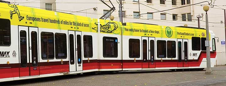 Portland Timbers MAX train wrap in Portland